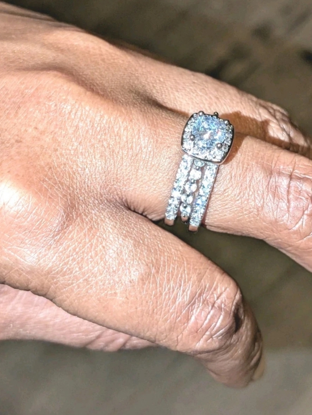 925 Silver 4ct Lab-Created Princess Cut Diamond Wedding Ring Set For Women Sz 8 - Picture 6 of 17
